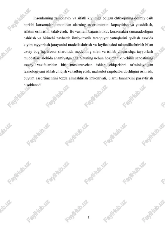 molchining xayot tarzi, didi, dunyoqarashidan kelib chiqib belgilanadi. xar bir davrda siluet kiyimning asosiy ko’rsatkichi bo’lib kelgan. bugungi kunda dizaynerlar tomonidan qomatning tabiiy ko’rinishini aks ettiruvchi kiyimlar tavsiya qilnmoqda. erkaklar shimining bir necha xil turlari mavjud bo’lib, ular bichimi, pochasining kengligi, cho’ntak turlari, matosi bilan farqlanishi mumkin. bugungi kunda klassik uslubdagi shimlarlar urfdan chiqmagan. bugun aynan bitta rang urfda deb aytib bo’lmaydi, mavsumga qarab turli rangdagi shimlarni kiyish tavsiya etiladi. mato fakturasi esa katak, yo’l-yo’l, sidirg’a bo’lishi mumkin. taklif modellarning sifat ko’rsatkichlari bo’yicha baholanishi № guruhli va yakka sifat ko’rsatkichlarining nomi sk belgilanishi sk ahamiyatliligi tm-1 tm-2 tm-3 etalon i iste'molchi sk k1 65 60 61 66,5 ijtimoiy k2 6 5,5 5 6,5 funktsional k21 9,5 9,5 8,5 0,5 estetik k31 17,5 16,5 15 18,5 ergonomik k41 16 14 14,5 18 ekspluatatsion k51 11,5 11 10 11,5 ii texnik-iqtisodiy sk k2 33 33 32,5 33,5 standartlash va unifikatsiyalash k12 9 …