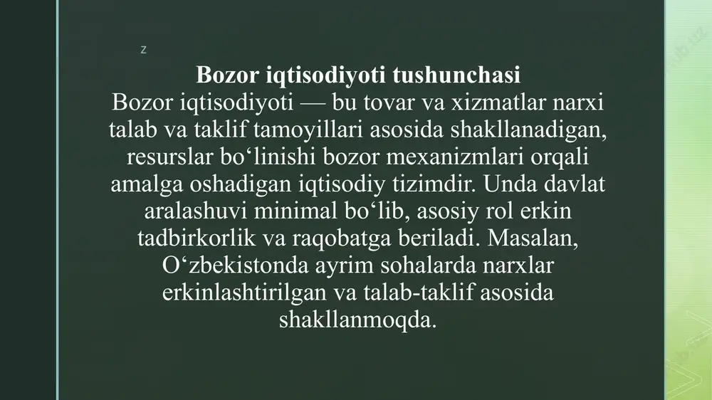 bozor iqtisodiyoti: mazmuni va unga o‘tish yo‘llari - Page 5