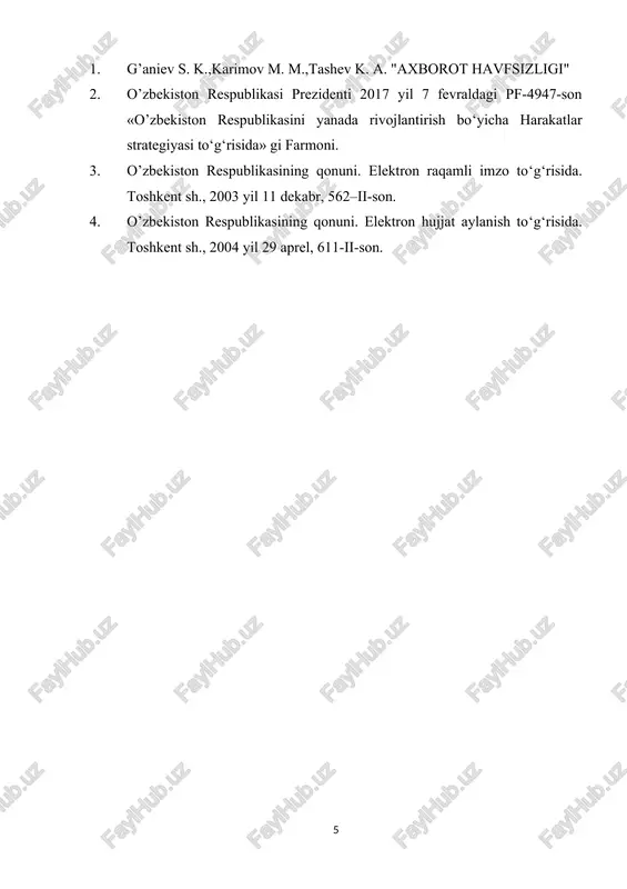 axborotni kriptografik himoyalash usullarining tahlili - Page 5