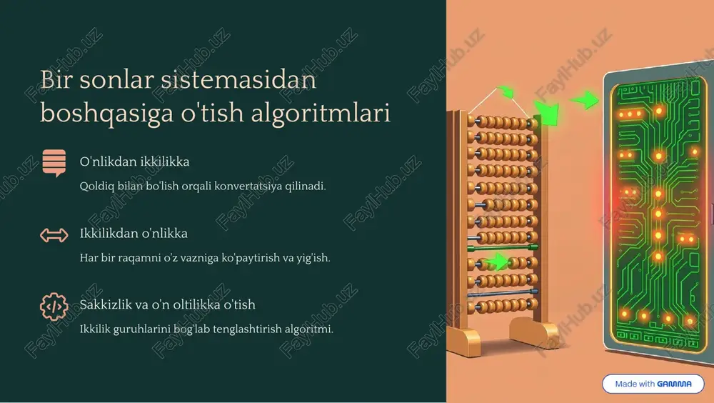hisoblash texnikasida axborotni qayta ishlashning arifmetik asoslari - Page 5