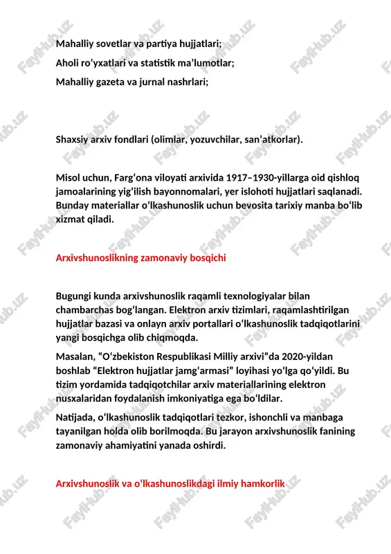 o’lkashunoslikni rivojlanishida arxivshunoslikning o‘rni - Page 5