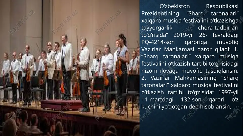 tadbir sifatida maqomi va vazifalari. utkurova, h.s. “sharq taronalari” festivalining o‘zbek musiqa madaniyatiga ta’siri // ilmiy maqola. – festivalning mahalliy musiqa madaniyati va ijrochilik an’analariga ta’sirini tahlil qiluvchi tadqiqot. image2.jpeg image3.jpeg image4.jpeg image5.jpeg image6.jpeg image7.jpeg image8.jpeg image9.jpeg /docprops/thumbnail.jpeg