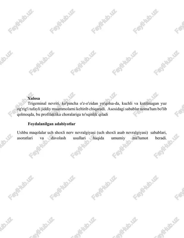 trigeminal nevrit (uch qirrali nerv yallig'lanishi) turli sabablarga - Page 5