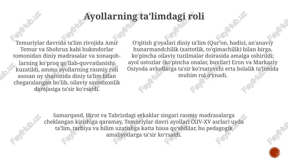 temuriylar davrida ta'lim -tarbiya va pedagogik gʻoyalar taraqqiyoti - Page 5