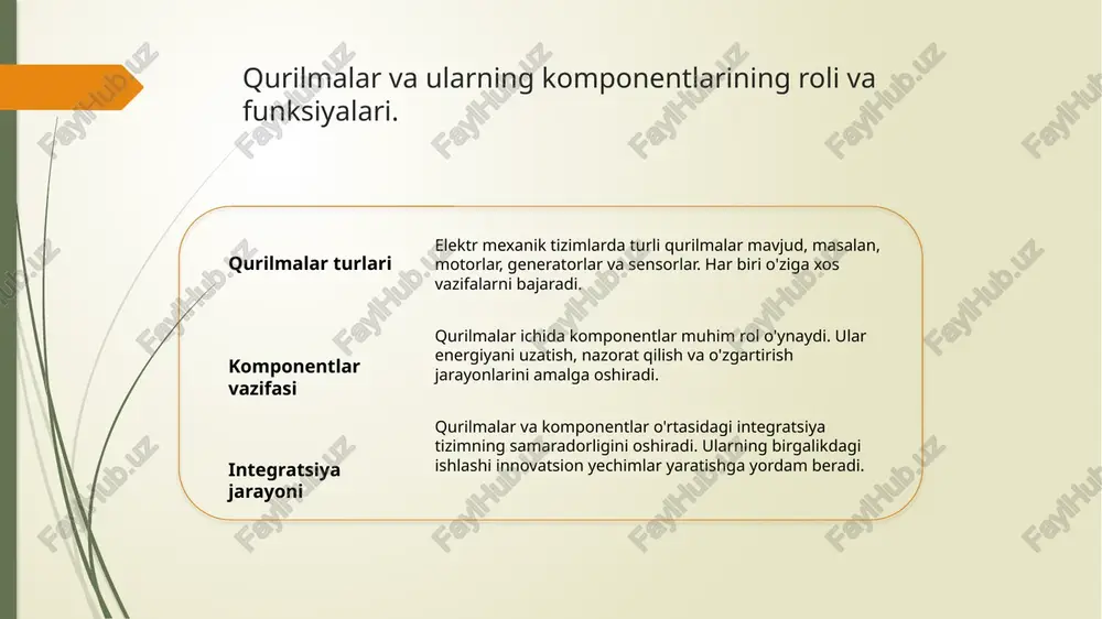 o'zgartirish texnikasi mexanik, elektr va termal o'zgartirishlarga bo'linadi. har bir turda o'ziga xos jarayonlar va metodologiyalar mavjud bo'lib, ularning barchasi innovatsion yechimlar taklif etadi. 3 ahamiyati va foydalanish - o'zgartirish texnikasi energiya samaradorligini oshirish va chiqindilarni kamaytirishda muhim rol o'ynaydi. zamonaviy texnologiyalar bilan birgalikda, iqtisodiy foyda keltiradi. elektr mexanik tizimlarda o'zgartirish jarayonlarining ahamiyati. 01 o'zgartirish jarayonlari elektr mexanik tizimlarda o'zgartirish jarayonlari energiyani bir shakldan boshqasiga o'tkazish uchun muhimdir, bu tizimlarning samaradorligini oshiradi. 02 energiya samaradorligi o'zgartirish jarayonlari energiya samaradorligini katta darajada oshiradi, bu esa iqtisodiy jihatdan foydali va atrof-muhitga kam zarar etkazadi. 03 innovatsion yondashuvlar zamonaviy texnologiyalar yordamida o'zgartirish jarayonlari innovatsion yondashuvlar bilan to'ldiriladi, bu esa yangi imkoniyatlar yaratadi va ishlab chiqarishni yaxshilaydi. o'zgartirish texnikasidagi yangi tendentsiyalar va ularning ta'siri. 01 innovatsion texnologiyalar o'zgartirish texnikasida yangi innovatsion texnologiyalar, masalan, aqlli sensorlar va avtomatik boshqaruv tizimlari energiya samaradorligini oshiradi. 02 energiya samaradorligi yangi tendentsiyalar energiya samaradorligini oshirishga qaratilgan. bu yangi materiallar …