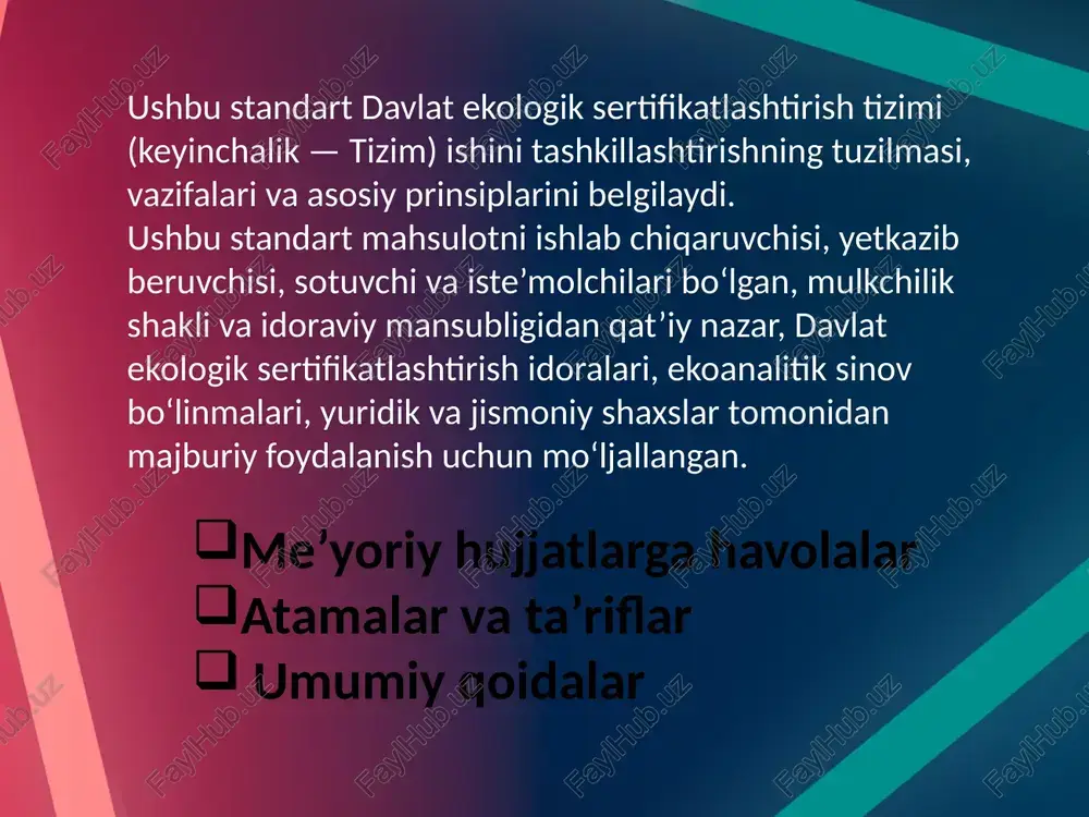 nqirozni keltirib chiqaradi. https://uz.wikipedia.org/wiki/pr https://www.ecomark.com.tr/uz/eco/itemlist/tag/eko%20standart%20nedir https://www.biznesrivoj.uz/articles/pr-nima-u-nima-uchun-kerak-va-qanday-qilib-muvaffaqiyatli-pr-qilish-mumkin https://uzpedia.uz/pedia/pr https://uniwork.buxdu.uz/resurs/33215_1_3ec0fb0860c12ffbc877201f004593a25a45608c.pdf foydalanilgan adabiyotlar e’tiboringiz uchun rahmat image2.png image3.jpeg image4.png image1.jpg