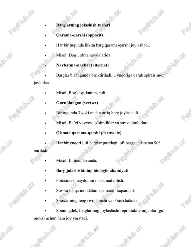 a adaptiv ahamiyati · novda uzunlamas va yon o‘sish orqali o‘simlikning shakli va joylashuvini moslashtiradi. · bo‘g‘imlar oralig‘i, shoxlar joylashuvi va barglarning turlari novdaning ekologik moslashuvini belgilaydi. · masalan, quruq hududlarda novda zich va qalin bo‘lishi, suvni saqlashga yordam beradi; tropik hududlarda esa uzun bo‘g‘imlar va yoyilgan shoxlar yorug‘likni maksimal qabul qilishga xizmat qiladi. 3.novda metamorfozi novda metamorfozi — bu novdaning normal o‘sish jarayonida boshqa o‘simlik organlariga yoki maxsus tuzilmalarga aylanishi hodisasi. bu o‘zgarmas jarayon o‘simlikning adaptiv, himoya va reproduktiv funksiyalarini yaxshilashga xizmat qiladi. novda metamorfozini tushunish uchun uning morfologik va funksional xususiyatlarini hisobga olish kerak: novda — segmentli, tugun va bo‘g‘imlardan iborat vegetativ organ bo‘lib, u o‘sish nuqtalaridan turli morfologik shakllar hosil qiladi. 1. metamorfoz turlari novda turli ekologik va biologik talablar tufayli bir nechta shakllarga o‘tishi mumkin: a) reproduktiv metamorfoz · gul novdalari: novdaning o‘sish nuqtalari gullarni hosil qiladi. bu jarayon o‘simlikning ko‘payishi va genetik materialini keyingi avlodga …