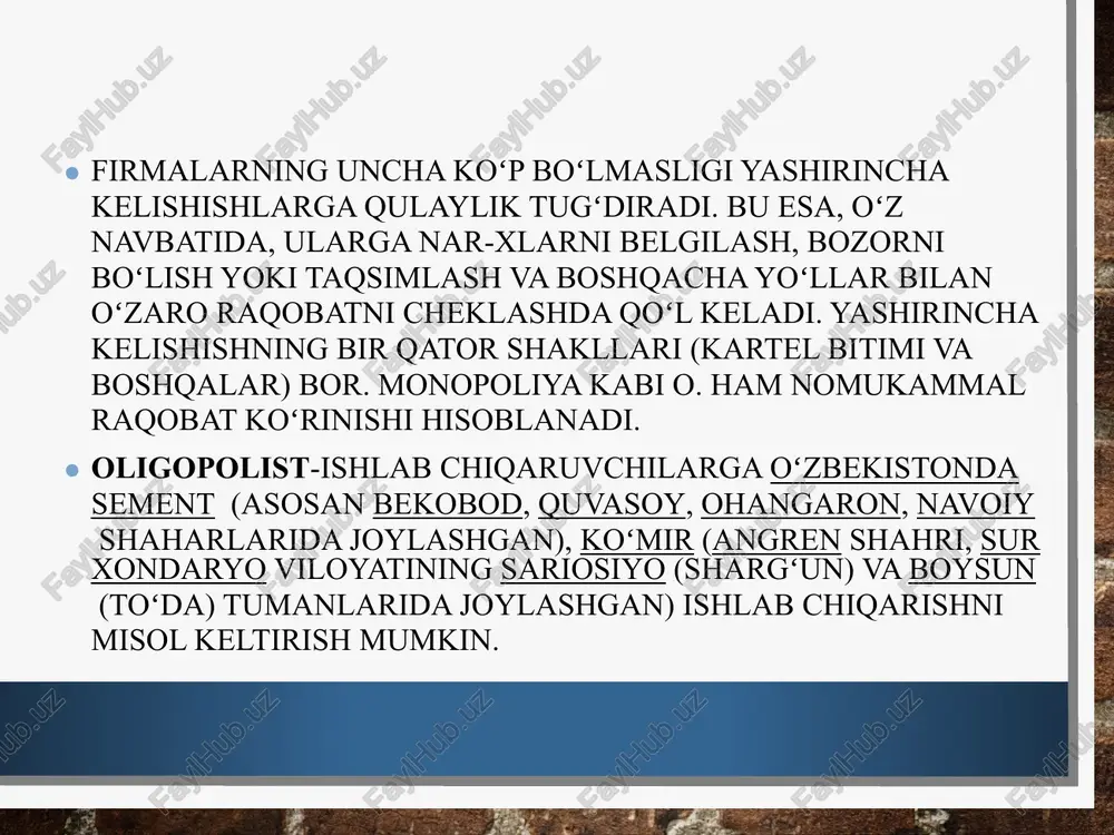 monopol yoki oligopol korxonalarning tovarlarini o‘rganish, narxlarini tahlil qilish - Page 5