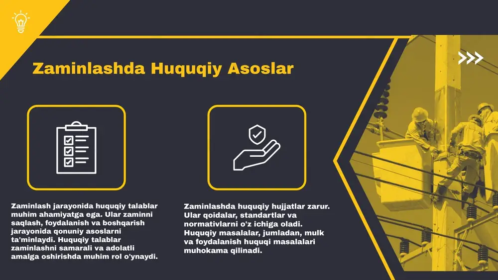sh tizimlari yangi yondashuvlarni joriy etishga majbur. zaminlash tizimlarining rivojlanishi iqtisodiy, ijtimoiy va ekologik nuqtai nazardan katta ahamiyatga ega. ular yer resurslaridan samarali foydalanish, ijtimoiy barqarorlikni ta'minlash va biologik xilma-xillikni saqlashga yordam beradi. kelajakdagi o'zgarishlar - zaminlash tizimlarida kutilayotgan o'zgarishlar innovatsion yondashuvlar va strategiyalar orqali amalga oshiriladi. - yangi texnologiyalar, jumladan, raqamli platformalar va ma'lumotlar tahlili yordamida zaminlash jarayonini yanada samarali qilish mumkin. - biroq, muammolar, masalan, huquqiy cheklovlar va texnologik to'siqlar, hali ham mavjud. ushbu muammolarni hal qilish uchun ko'p tomonlama strategiyalarni ishlab chiqish va amalga oshirish zarur. photo by fré sonneveld on unsplash zaminlashda ijtimoiy o'zgarishlar zaminlash qurilmalari ijtimoiy hayotga ta'sir ko'rsatadi. ular odamlarning barqarorligini ta'minlashda muhim rol o'ynaydi. mahalliy jamoalar zaminlash tizimlarida faol ishtirok etib, o'z ehtiyojlari va manfaatlarini ifoda etadilar. photo by jason hawke 🇨🇦 on unsplash ekologik ta'sirlar zaminlash tizimlarining ekologik ta'sirlari erning sifatiga, yer osti suvlari va biologik xilma-xillikka ta'sir ko'rsatadi. barqaror zaminlash amaliyotlari …