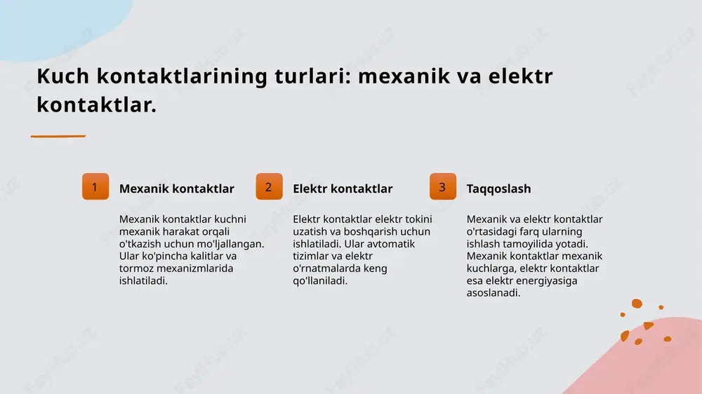 aradorligi: nazariy va amaliy jihatlar. kuch kontaktlarining samaradorligi tezlik va aniqlik energiya tejamkorligi kuch kontaktlarining samaradorligi, ularning dizayni, materiallar va ishlash prinsiplariga bog'liq bo'lib, samaradorlikni oshirish uchun muhimdir. kuch kontaktlari, ularning mexanik yoki elektr turlariga qarab, tezlik va aniqlikni ta'minlashda juda muhim rol o'ynaydi, bu esa tizimlarning samaradorligini oshiradi. samarali kuch kontaktlari energiya tejamkorligini oshiradi va resurslardan foydalanishni optimallashtiradi, bu esa industrial tizimlarda iqtisodiy foyda keltiradi. kuch kontaktlar: amaliyotdagi roli va ahamiyati. 1 amaliy qo'llanilishi kuch kontaktlar, elektr va mexanik tizimlarda muhim rol o'ynaydi, ularning yordamida energiya uzatish va boshqarish jarayonlari amalga oshiriladi. 2 sanoatdagi ahamiyati sanoat ishlab chiqarishida kuch kontaktlaridan foydalanish, jarayonlarni avtomatlashtirish va samaradorlikni oshirish uchun zarurdir, bu esa raqobatbardoshlikni ta'minlaydi. 3 ilmiy tadqiqotlar kuch kontaktlari ilmiy tadqiqotlarda yangi texnologiyalar va innovatsiyalarni ishlab chiqishda asosiy element sifatida xizmat qiladi, bu esa ilm-fanning rivojlanishiga yordam beradi. turli sohalarda kuch kontaktlarining qo'llanilishini o'rganish. energetika sohasida kuch kontaktlar energiya tizimlarida muhim …