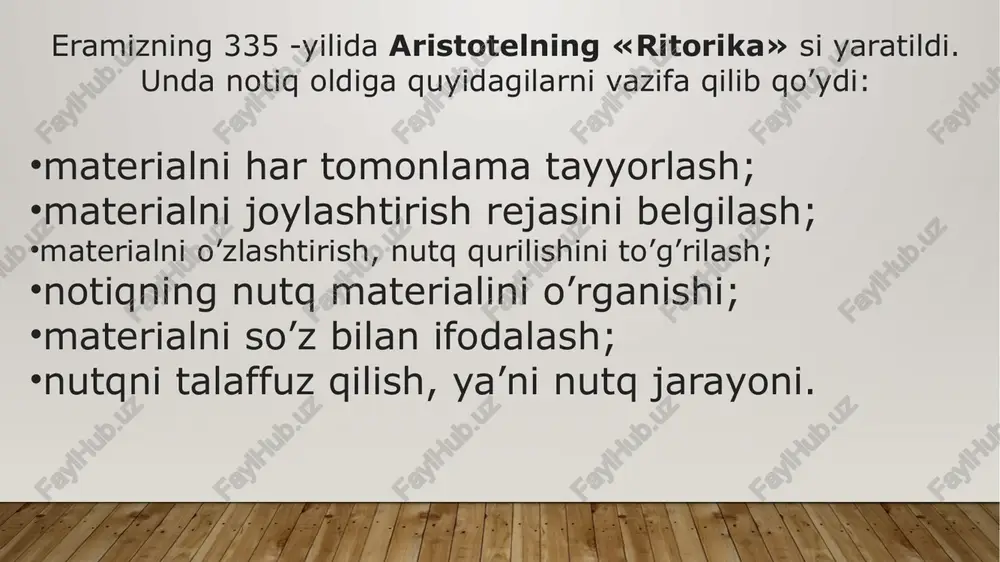va notiq bo’lishi lozim». har bir notiq o’z nutqi ustida ko’p mashq qilishi xalq oldida nutq so’zlaganda yoqimli va bamani gapirishi, xalqning e’tiborini qozonishi zarur. «xalq oldida gapirganda so’zing go’zal bo’lsin, bu so’zni xalq qabul qilsin. haloyik sening so’z bilan baland darajaga erishganingni bilsin, chunki kishining martabasini so’z orqali biladilar, … har kishining aholi o’z so’zi ostida yashiringan bo’ladi». kaykovusning notiq so’zning ma’nolarini har tomonlama o’rgangan bo’lishi kerak, deb hisoblaydi: «ey, farzand, so’zning yuz va orqa tomonini bilgin, ularga rioya qilgin, so’zlaganingda ma’noli gapir, bu notiqlikning alomatidir. agar gapirgan vaqtingda so’zning qanday ma’noga ega ekanini bilmasang, qushga o’xshaysan, bunday qushni to’ti deydilar!. shunday kishini notiq (suxanguy) deymizki, uning har so’zi xalqqa tushunarli bo’lsin va xalqning har so’zi unga ham ma’lum bo’lsin. o’ylamasdan so’zlama, har bir so’zni o’ylab gapir, to aytgan so’zingdan pushaymon bo’lmagaysan. agar so’zni va ilmni yaxshi bilsang ham, hech bir so’zni buzma to’g’ri ta’rifla. so’zni bir xilda gapir». …