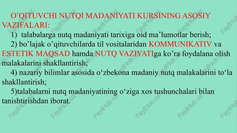 i yuksak qadrlagan, boshqalardan ham talab qilgan. amir temur arab olimi ibn xaldunga o’rta yer dengizining janubiy qirg’og’idagi yerlar haqida yozib berishni topshirganida ham “shunday yozginki, men o’qiganda o’sha joylarni o’z ko’zim bilan ko’rganday bo’lay” deb tayinlagan. “avesto”da til, nutq, nutq odobi, tilga munosabat, tilni ulug’lashga oid fikrlar “ezgu niyat, ezgu so’z va ezgu amal” g’oyasida namoyon bo’lgan. kaykovus tomonidan 1082-1083 yillarda yaratilgan, qadimgi sharq pedagogikasining ajoyib asarlaridan biri hisoblangan «qobusnoma» da ham nutq odobi va madaniyati haqida ibratomuz fikrlar aytilgan. asar 44 bobdan iborat bo‘lib, uning 6-, 7- boblari so‘z odobi haqidadir: «ey farzand, agar har nechakim suxandon bo‘lsang, o‘zingni bilg‘ondan kamroq tutg‘il, to so‘zlash vaqtida nodon va beburd bo‘lib qolmag‘aysan. ko‘b bilib, oz so‘zlag‘il va kam bilib ko‘p so‘z demag‘il. chunki, aqlsiz shundoq kishi bo‘ladur - u ko‘b so‘zlar. debdurlarki, xomushliq salomatlik sababidur, chunki ko‘b so‘zlaguchi oqil kishi bo‘lsa ham, avom uni aqlsiz derlar». alisher navoiyning «muhokamat ul-lug‘atayn», …
