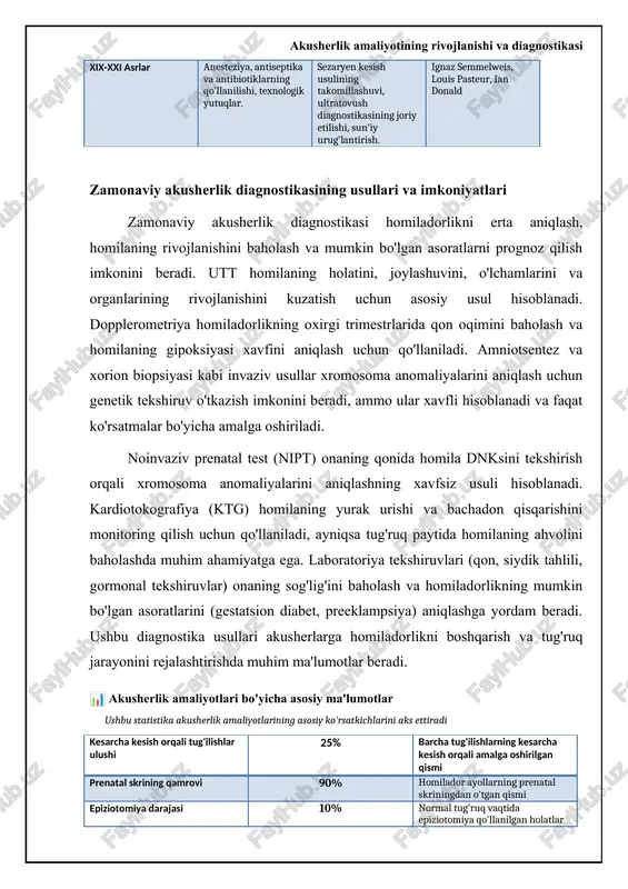irlarini taqqoslaydi. usul afzalliklari kamchiliklari potentsial nojo'ya ta'sirlar epidural analgeziya og'riqni samarali kamaytiradi, qisman yoki to'liq harakatlanish imkonini beradi, qisqarish jarayonini sekinlashtirmaydi. qon bosimining tushishi, bosh og'rig'i, qichishish, oyoqlarda zaiflik, ba'zi hollarda tug'ruqning cho'zilishi. ona: gipotenzia, postdural bosh og'rig'i, isitma. bola: kamdan-kam hollarda yurak urishining sekinlashishi. spinal analgeziya tez va samarali og'riqni kamaytirish, odatda kesarcha kesish uchun ishlatiladi. bosh og'rig'i xavfi yuqori, qon bosimining tez tushishi, harakatlanish cheklangan. ona: gipotenzia, postdural bosh og'rig'i. bola: kamdan-kam hollarda yurak urishining sekinlashishi. pudendal blokadasi vulva va perineumning og'riq sezgisini kamaytiradi, tug'ruqning ikkinchi bosqichida yaxshi. og'riqni to'liq bartaraf etmaydi, kamdan-kam hollarda infektsiya xavfi. ona: mahalliy og'riq, kamdan-kam hollarda infektsiya. opioidlar (masalan, meperidin, fentanyl) og'riqni kamaytiradi va xotirjamlik hissini beradi, oson qo'llaniladi (im yoki iv). og'riqni to'liq bartaraf etmaydi, ona va bolada nafas olishning susayishi, uyquchanlik, ko'ngil aynishi. ona: uyquchanlik, ko'ngil aynishi, nafas olishning susayishi. bola: nafas olishning susayishi, uyquchanlik. nitroz oksid (n2o) og'riqni kamaytiradi …