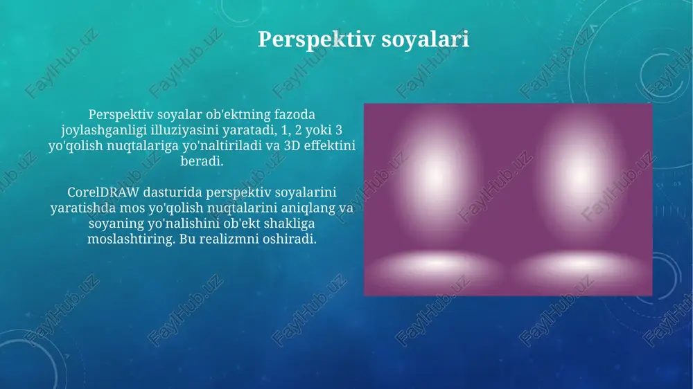 corel drawdasturida soyalar va yorug'lik effektlarini qo'llash - Page 5