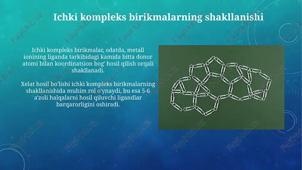 kompleks birikmalar va ichki kompleks birikmalarning ta'rifi va shakllanishi - Page 5