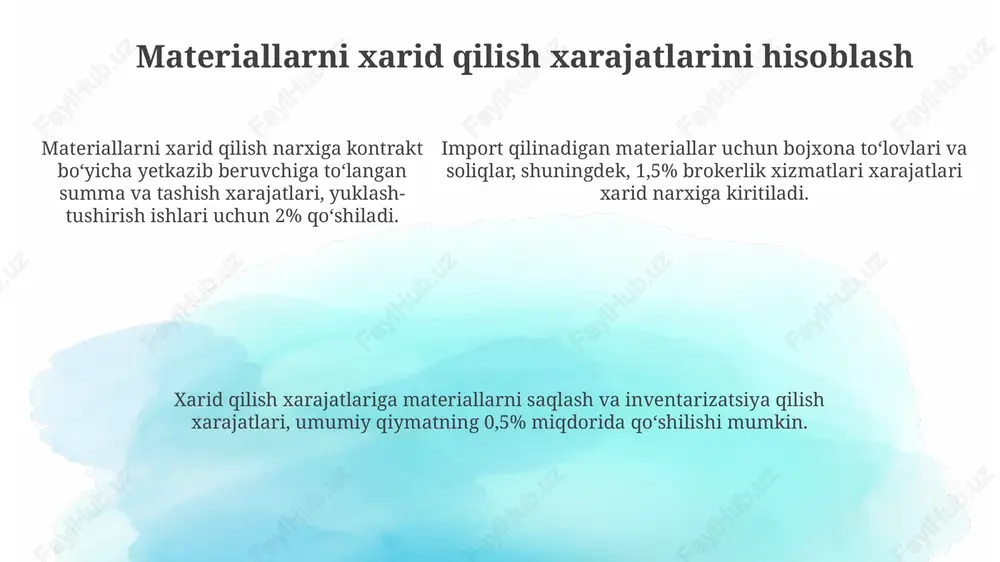 materiallarning tannarxini hisoblash va ularni baholash tartibi - Page 5