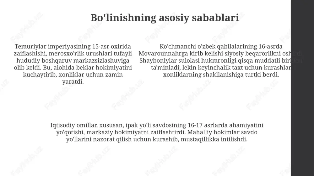 markaziy osiyoning xonliklarga bo'linishi: tarixiy jarayon - Page 5