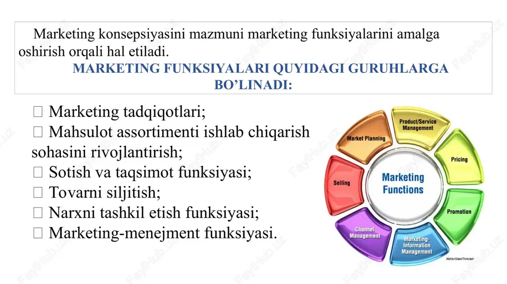 izmatlar to’g’risida ma‘lumotlar olish;  to’ldiruvchi tovarlar va o’rnini bosuvchi tovarlar to’g’risida axborot yig’ish;  tovarlarga bo’lgan talabni istiqbollash, ularni amalga oshirishni nazorat qilishdan iboratdir. marketingni vazifalari quyidagi marketingni bosh vazifasi korxonaning mavjud va potensial imkoniyatlarini baholash va amalga oshirish hamda bozorda talab va taklifni muvofiqlashtirish maqsadida imkoniyatlarni aniqlashdan iborat. marketing yoki tadbirkorlik faoliyati aniq natijaga erishish maqsadida amalga oshiriladi. marketingni asosiy maqsadlari firmaning asosiy maqsadlari bilan o’zaro aloqadordir. marketing maqsadlari tahlili unga erishish bo’yicha asosiy vazifalarni shakllantirishga imkon beradi. meffert 3 ta o’zaro bog’liq marketingni kompleks vazifalarini ajratib ko’rsatadi: 1. talabni tartibga solish bilan bog’liq bo’lgan bozor faoliyatiga kiruvchi vazifalar. 2. firma yoki korxona sohasiga taalluqli vazifalar. 3. tashqi muhit va jamiyat tashkilotlari bilan bog’liq masalalar. o'tgan asrning 50-yillaridan boshlab dunyoning etakchi davlatlari iqtisodiy va siyosiy maqsadlarni ko'zlab, ta'limga o'zlarining tashqi siyosatining bir qismi sifatida qaray boshladilar. xxi asrning boshlariga kelib, jahon iqtisodisodiyotining butun bir tarmog'i – yillik hajmi …