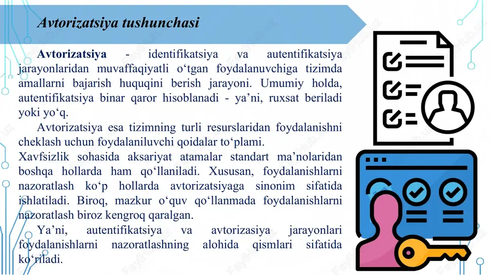 hi holati tug‘ilishi mumkin oddiy qurilmalar klonlashtirilishi mumkin usb-tokenlardan tashqari, aksariyat qurilmalar qo‘shimcha o‘qish qurilmalarining mavjudligi talab etiladi biometrik tizimlar barmoq izlari bo‘yicha barmoq izlarini skanerlash usuli har bir inson barmoqlarining kapilyar shakllarining noyobligiga asoslangan. barmoq izi skanerlarining o‘lchami kichik, ular universal, arzon va keng qo‘llaniladi qo‘l kaftining biometrik shakli bo‘yicha ushbu usul qo‘l panjasining shakliga asoslangan. kaftni skanerlash vositalarining samaradorligi barmoq skanerlari samaradorligi bilan taqqoslana oladi biometrik tizimlar ko‘z to‘rpardasi bo‘yicha bunda ko‘z qorachig‘i orqali uning orqa devori qon tomirlariga yorug‘likning infraqizil nuri yo‘naltiriladi. shu tariqa yoritilgan ko‘z tubi maxsus kamera yordamida skanerlanadi ko‘zning rangdor pardasi bo‘yicha rangdor pardadagi dog‘ insonning eng noyob xarakteristikasi hisoblanadi. usulning afzalligi shundaki, masofadan skanerlash mumkin. bu skanerlarni kuzatuv kameralari bilan integrallashga imkon beradi biometrik tizimlar yuzning shakli bo‘yicha usul qurishga asoslangan inson yuzining ko‘p o‘lchamli qiyofasini qo‘lyozma dastxat bo‘yicha usul imzoning yoki maxsus iboraning grafik identifikatsiyasiga asoslangan biometrik tizimlar klaviatura dastxati bo‘yicha usul, …