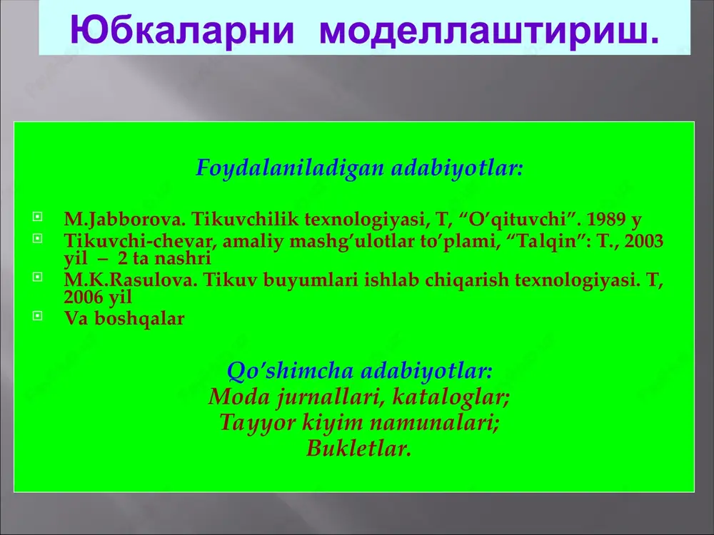 yubkalarni modellashtirish - Page 5