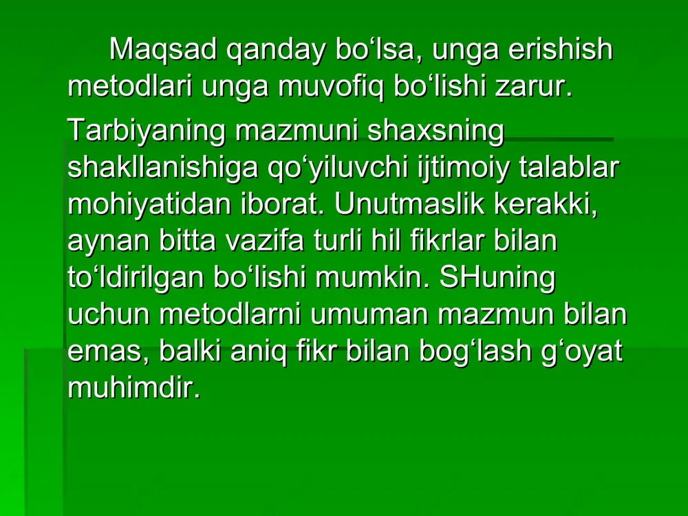 o‘quvchilar o‘z atrofidagi kishilarda hamma yaxshi axloqiy sifatlarni ko‘rishlari va ibrat olishlari nihoyatda muhim. o‘qituvchining shaxsan o‘zi namuna bo‘lishi, ayniqsa, yoshlarga katta ta’sir ko‘rsatadi. ular o‘qituvchining darsda va hayotda o‘zini qanday tutishini, atrofdagi kishilar bilan qanday muomala qilishini, o‘z vazifalarini qanday bajarishini kuzatib yuradilar. o‘quvchilar o‘zlariga yaqin kishilarning xulq-atvoriga taqlid qiladilar, xulq-atvorlar bolalarda yaxshi sifatlarning, ba’zan esa yomon sifatlarning ham tarkib topishiga ta’sir ko‘rsatadi. shuning uchun o‘qituvchi va ota-onalar har qanday holatda ham o‘zlarini tuta bilishlari kerak. ular qaerda bo‘lishmasin, atroflarida bolalar borligini his etishlari lozim. kattalarning so‘zi bilan yurish-turishi va xatti-harakatlarida tafovut bo‘lmasligi kerak. ilg‘or kishilarning hayoti va faoliyatidan olingan ma’lumotlar, adabiy asar, kinofilm va spektakllar qahramonlarining xatti-harakatidagi yaxshi namunalar bolalarning ongiga kuchli ta’sir qiladi. maktablarda ishlab chiqarish maktablarda ishlab chiqarish ilg‘orlari bilan uchrashuvlar o‘tkaziladi. o‘quvchilar o‘z ota-onalarining ishlab chiqarishdagi muvaffaqiyatlari bilan fahrlanadilar, ularga taqlid qilishga intiladilar. namunada halq pedagogikasi g‘oyalaridan ham foydalaniladi. ota-onalar o‘z farzandlarini hamisha katta hayotiy …