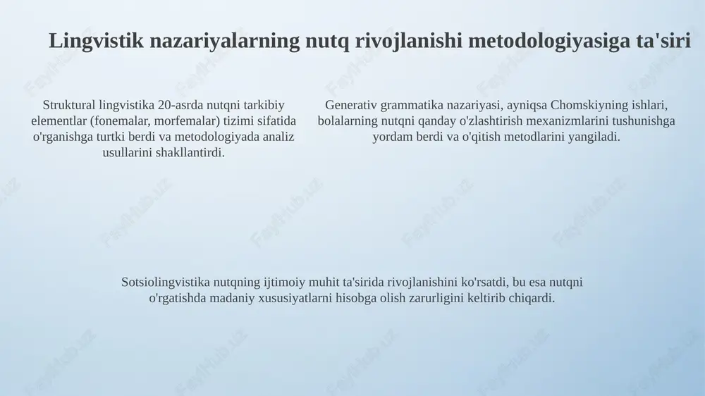 an boshlab aqsh va janubiy koreya universitetlari bilan nutq buzilishlarini diagnostika qilishning yangi metodlarini ishlab chiqish bo'yicha qo'shma 5 yillik ilmiy tadqiqotlar olib bordi. nutq rivojlanishida zamonaviy tendentsiyalar: global tajriba global miqyosda nutq rivojlanishida erta aralashuv dasturlari keng tarqalmoqda, 0-3 yosh oralig'idagi bolalarga intensiv yordam ko'rsatishga qaratilgan. ko'p tilli muhitda nutqni rivojlantirish bo'yicha tadqiqotlar ortib bormoqda, bu ikki yoki undan ortiq tilda o'sgan bolalarning nutq xususiyatlarini o'rganishga qaratilgan. ko'p tilli muhitda nutqni rivojlantirish bo'yicha tadqiqotlar ortib bormoqda, bu ikki yoki undan ortiq tilda o'sgan bolalarning nutq xususiyatlarini o'rganishga qaratilgan. innovatsion texnologiyalarning nutq rivojlanishiga ta'siri sun'iy intellektga asoslangan nutq analizatorlari (masalan, deepspeech) bolalarning nutqidagi 90% gacha xatolarni aniqlaydi va shaxsiy nutq terapiyasi dasturlarini yaratishga imkon beradi. innovatsion texnologiyalar, masalan, 3d animatsiya, nutq mashqlarini qiziqarli qiladi, bolalarning 75% i motivatsiyasi ortadi va 2 marta tezroq natijaga erishishga yordam beradi. virtual reallik (vr) texnologiyasi ijtimoiy ko'nikmalarni rivojlantirishda yordam beradi, bunda bolalar xavfsiz muhitda …
