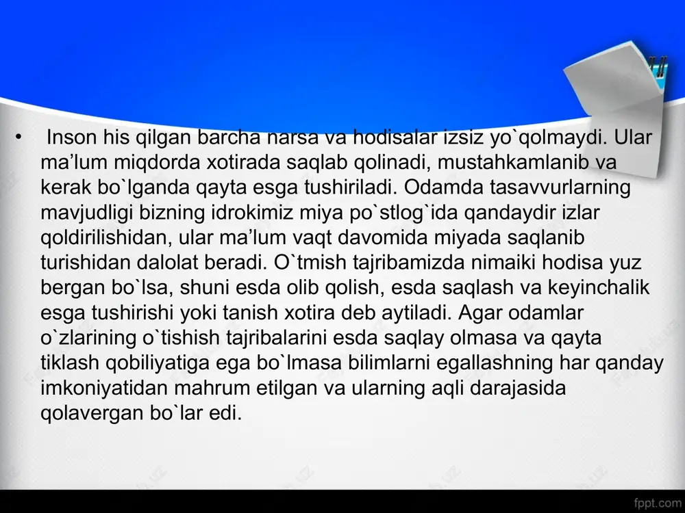 yuqori darajadagi jadal va unumli aqliy faoliyatini, barcha turdagi mehnatning yuksak unumdorligini asosli ravishda ana shunday diqqat turi bilan bog`liqdir. geometrik shakllar o’quvchilarga turli xil geometrik shakllar tasvirlangan listlarni tarqatdik va berligan shakllar orasidan bir xil ko’rinishdagi uchburchaklarni topish, sonini aniqlash topishshirig’i berdik.o’quvchilarning ko’pchilik qismi 6ta korinishidagi uchburchakarni topishdi. bazi o’quvchilar ko’rinishni ham qo’shib 7ta hisoblashgan. faqat 1-ta o’quvchi aylana atrofidagi uchburchaklarni ham qo’shib hisoblagan labirint bo’yicha shakllarni to’g’ri topish geometrik shakllarning shtrix shaklidagi ko’rinishi va labirint orqali uning asl holdagi shakllini topish metodi o’quvchilar orasida qo’llaganimizda 80% o’quvchilar umumiy 5ta shakl ichidan asosan 2-3ta to’g’ri topishdi. 10% o’quvchilar tushunmaganini aytishdi. o’quvchilarning 10% esa barcha shakllarni to’g’ri topishgan. diqqatning buzilishi parishonxotirlik – diqqatni uzoq vaqt davomida biron ishga layoqatsizlikda diqqatning osongina va tez-tez bo;linib turishida namoyon bo’lishi. p-ng bi ko’rinishi ko’pincha ish qobiliyati susayib ketishining va xulq-atvordagi uyushmaganlikning sabablaridan biri xisoblanadi.