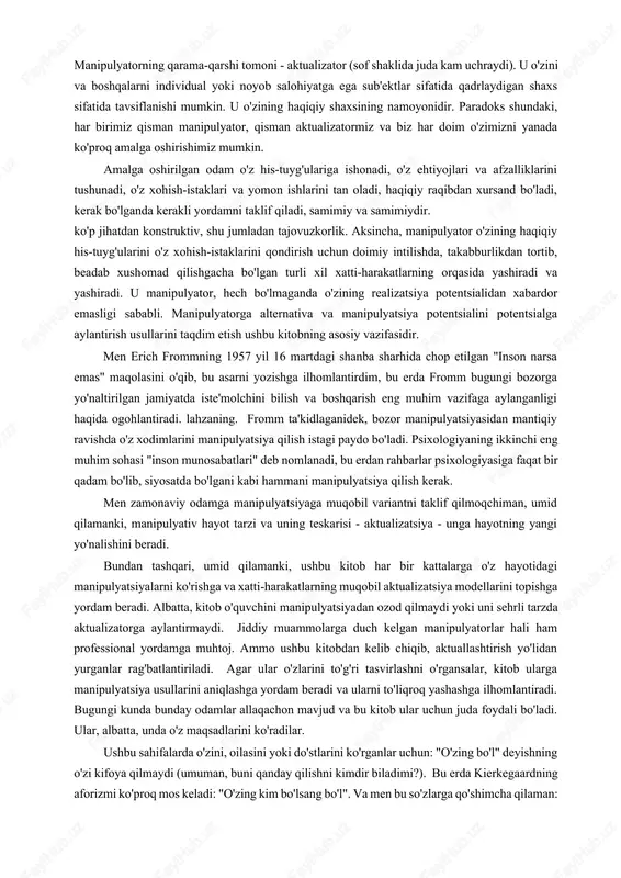 ko'ndirayotgan shirin bola; soqov bo‘lmagan sarg‘ish ayol o‘zining shahvoniy ko‘rinishi bilan xo‘jayinini matn terish xatolaridan chalg‘itadi, zerikkan mehmon esa “taklif uchun rahmat” deyish o‘rniga “yaxshi ziyofat” deb ming‘irladi. u 200 dollarlik suvga sho‘ng‘ish soatiga kattalarni sovchi qiladigan o‘smir va o‘z xodimlari orqali muvaffaqiyatga erishgan (albatta, o‘ziniki) obro‘li tadbirkor, unga haftalik maosh evaziga vaqt va iste’dodini sotadi. albatta, bu boshidanoq past malakali ish uchun unga tegishli barcha qo'shimcha imtiyozlarni topishga intiladigan ishchi; mehnatga layoqatli erkak 65 daromad o'rniga 62,5 dollar ishsizlik nafaqasini olmoqda. bu o'z daromadining haqiqiy hajmini xotinidan yashiradigan, o'z ko'ngilxushligi uchun undan cho'ntak pulini yashirishni istagan er va sodiq xotin. , erini bemalol vasvasaga solib, unga yangi kiyim sotib olishga imkoni bor-yo'qligini o'ylamasdan. bu ruhoniy muhim parishionlarni xafa qilmaslik uchun yolg'on so'zlarni va'z qiladi; keksa ota-onalar kasallikdan o'zlarining haddan tashqari band bo'lgan e'tiborini susaytirish uchun vosita sifatida ishlatishadi o'g'illari va qizlari va yangi soliqlardan tashqari hamma narsani va hamma …