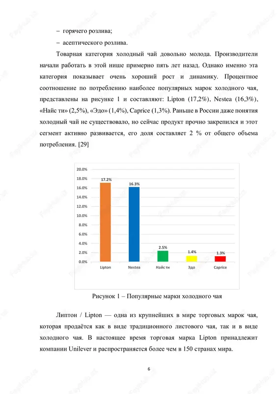 ym i limon-laym. rich tea — eto osvejayushie napitki s myagkim, priyatnim vkusom chaya i fruktov, kotorie podaryat naslajdenie i oshushenie legkoy proxladi. [26] kompaniya proizvodit zeleniy chay so vkusom mango, zeleniy chay, cherniy chay so vkusom limona i dr. risunok 4 – torgoviy znak «rich» 9 na segodnyashniy den assortiment xolodnix chaev na rinke popolnyaetsya. proizvoditeli predlagayut bolee novie i usovershenstvovannie vkusi, kotorie mogu ponravitsya potrebitelyam. k primeru, kompaniya lipton predlagaet nam napitki so vkusom malini i mango. vot chto pishut proizvoditeli pro cherniy chay so vkusom mango: «odin glotok etogo fruktovogo i ekzoticheskogo napitka - i vi perenesetes v letniy ray. ego sochniy i osvejayushiy vkus idealno utolyaet jajdu v jarkiy den». opisanie chernogo chaya so vkusom malini: «sochetanie vkusnogo chernogo chaya so vkusom sochnoy malini - idealniy sposob osvejitsya na sleduyushey vecherinke v parke ili barbekyu na zadnem dvore». nedavno na rossiyskom rinke poyavilas lineyka bezalkogolnix napitkov …