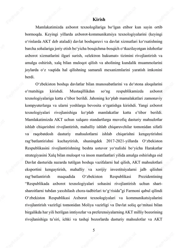 fsiz ishlovchi galereya dasturlari zarurati kundan kunga oshib bormoqda. 1.1-rasm zamonaviy foydalanuvchilar uchun media-fayllar bilan ishlash eng ko‘p uchraydigan ehtiyojlardan biridir. ayniqsa, har bir smartfon foydalanuvchisi o‘z qurilmasida suratlar, videolar va boshqa media fayllarni saqlaydi, boshqaradi hamda ulashadi. shu sababli, galereya ilovalari nafaqat oddiy rasm ko‘rish vositasi, balki foydalanuvchining media tajribasini qulay, xavfsiz va funksional holatda tashkil qiluvchi muhim dasturiy ta’minot hisoblanadi. quyida galereya ilovalari uchun zarur bo‘lgan asosiy funksiyalar va ularning batafsil tavsifi keltiriladi. rasmlarni ko‘rish. har qanday galereya ilovasining birlamchi vazifasi — foydalanuvchining qurilmasida mavjud bo‘lgan barcha surat va videolarni aniq, tez va sifatli tarzda aks ettirishdir. ilova foydalanuvchi uchun qulay bo‘lgan galereya formatini taqdim etishi kerak: · tarmoq (grid) ko‘rinishida barcha fayllarni ko‘rsatish, · slayd tarzida to‘liq ekranda ko‘rib chiqish imkoniyati, · fayl nomi, saqlangan vaqti, o‘lchami kabi qo‘shimcha ma’lumotlarni ko‘rsatish. zamonaviy ilovalarda ushbu funksiyaga zoom qilish, rasmlar orasida surish kabi qulayliklar ham kiradi. tartiblash va filtrlar. …