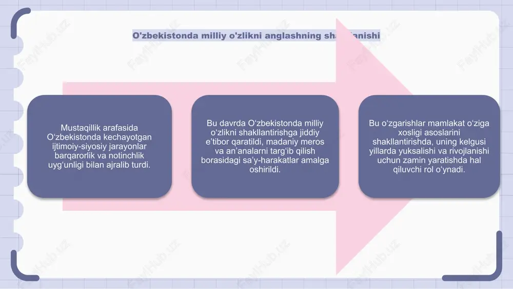 taqillikkacha bo‘lgan siyosiy mafkuralar mustaqillik arafasida o‘zbekistondagi ijtimoiy-siyosiy jarayonlar muxtoriyat va o‘z taqdirini o‘zi belgilashga intilish bilan ajralib turdi. o‘zbek xalqi sho‘rolar nazoratidan chiqib, o‘zligini o‘rnatishga intilardi. mustaqillikkacha oʻzbekistonda siyosiy mafkuralar xilma-xil boʻlgan va koʻpincha anʼanaviy, sovet va millatchilik eʼtiqodlari aralashmasi taʼsirida boʻlgan. ayrim guruhlar o‘zbek madaniy ildizlariga qaytish tarafdori bo‘lsa, boshqalari kommunizm yoki panturkizm g‘oyalarini qabul qildi. oʻzbekistondagi siyosiy manzara murakkab boʻlib, oʻzaro raqobatlashayotgan guruhlar hokimiyat va taʼsir uchun kurashayotgan edi. mafkuralar xilma-xilligiga qaramasdan, mamlakat mustaqillikka tayyorlanar ekan, milliy g‘urur va birdamlik tuyg‘usi vujudga keldi. o'zbekistonda jamoatchilik fikri va siyosiy nutq mustaqillik arafasida o‘zbekistonda ijtimoiy-siyosiy jarayonlar sezilarli o‘zgarishlar va keskinliklar bilan ajralib turdi. mamlakat sovet ittifoqi nazorati ostidagi tuzumdan yangi mustaqil davlatga o'tmoqda. bu davrda o‘zbekistonda siyosiy nutqning shakllanishida jamoatchilik fikri hal qiluvchi rol o‘ynadi. odamlar o‘z fikr-mulohazalarini bildirib, mamlakat kelajagi haqida qayg‘urishdi, bahs-munozaralar, muhokamalarga sabab bo‘ldi. turli siyosiy partiyalar va tashkilotlarning paydo bo‘lishi o‘zbekistondagi siyosiy manzarani murakkablashtirdi. turli …