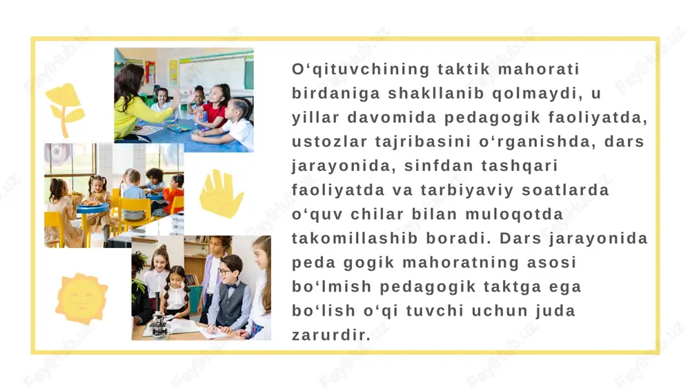 vchidan nimani talab qiladi? 4. o‘qituvchi hulq atvorida pedagogik nazokat qanday shakllanadi? 5. yosh o‘qituvchi qiyin vaziyatlarda pedagogik nazokatning qanday holatlariga rioya qilishi kerak? 6. pedagogik nazokat tuyg‘usi qanday xususiyatlarga ega? 7. pedagogikada axloq va odobning muhim xususiyati bo‘lgan dilkashlikka ta’rif bering? e’tiboringiz uchun rahmat! image1.png image2.png image11.png image12.svg image13.png image14.svg image15.png image16.svg image3.png image4.svg image5.png image6.svg image7.png image8.svg image9.png image10.svg image17.png image18.png image19.svg image20.png image21.svg image22.png image23.jpeg image32.svg image24.jpeg image25.jpeg image26.jpeg image27.png image28.svg image29.png image30.svg image31.png image33.jpeg image34.png image35.png image36.svg image37.png image38.png image39.svg image40.jpeg image41.png image42.svg image43.jpeg image44.png image45.svg image46.png image47.jpeg image48.jpeg image49.jpeg image50.png image51.svg image52.png image53.png image62.svg image54.png image55.png image56.svg image57.png image58.svg image59.png image60.svg image61.png image63.png /docprops/thumbnail.jpeg