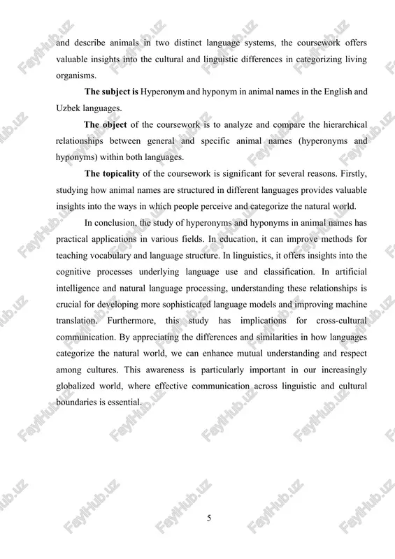 derstanding hyperonyms involves recognizing how language is structured to convey broad to specific meanings and how this structuring aids in communication and comprehension.hyperonyms play a significant role in semantic networks, which are frameworks that depict how words and concepts are interconnected. in these networks, hypernyms form the upper nodes, leading to branches that represent more specific concepts or entities. this hierarchical model is not just theoretical but has practical applications in the development of taxonomies, ontologies, and thesauri. these tools are critical for various applications such as information retrieval, natural language processing (nlp), and knowledge representation. [footnoteref:1] [1: r. m. frumkina and a. d. mostovaya, "hyperonymics and taxonomy: to biography problems," perception and semantics, m., 1988.] for instance, in nlp, hyperonymy is used to enhance algorithms that perform tasks like text classification, sentiment analysis, and machine translation. by understanding the hypernym-hyponym relationships, algorithms can better grasp the context and subtleties …