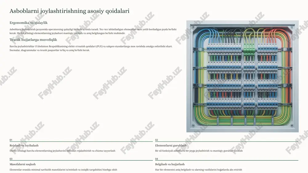 ko'riklar o'tkazish xodimlarni maxsus o'qitish va sertifikatlash zamonaviy himoya vositalaridan foydalanish monitoring va diagnostika tizimlarini joriy etish xavfsizlik qoidalariga qat'iy rioya qilish statistika: xavfsizlik qoidalariga to'liq rioya qilish avariyalar sonini 80-90% gacha kamaytiradi va uskunalar xizmat muddatini 2-3 baravar oshiradi. 8 xulosa: xavfsizlik - birinchi o'rinda! avtomatlashtirishning muhimligi zamonaviy sanoat va kommunal xo'jaligida avtomatlashtirishning to'g'ri loyihalash va joriy etilishi samaradorlikni oshiradi, xarajatlarni kamaytiradi va ishlab chiqarish sifatini yaxshilaydi. biroq, eng muhim ustunlik - bu xavfsizlikni ta'minlashdir. xavfsizlikning ustuvorligi hech qanday texnologik yutuq inson hayoti va salomatligidan muhimroq emas. texnika xavfsizligi talablariga qat'iy rioya qilish, sifatli uskunalardan foydalanish va xodimlarni to'g'ri o'qitish - muvaffaqiyatli ishlashning asosi. kelajakdagi rivojlanish texnologiyalar taraqqiy etib, yanada xavfsiz va samarali tizimlar yaratilmoqda. sun'iy intellekt, iot texnologiyalari va "aqlli" himoya tizimlari kelajakda avariyalar xavfini minimallashtirishga yordam beradi. "xavfsizlik - bu tanlov emas, majburiyatdir. bugungi sarmoya ertangi farovonlik kafolatidir." doimiy ta'lim va malaka oshirish texnologiyalar o'zgaradi, shuning uchun …