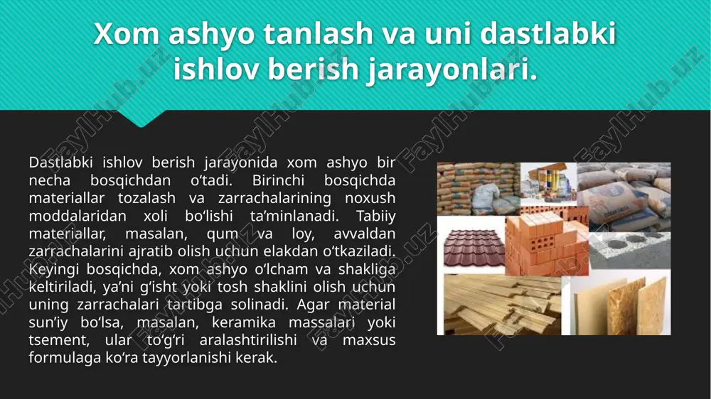 pardozbob g’isht va toshlar uchun xom ashyo.pptx - Page 5