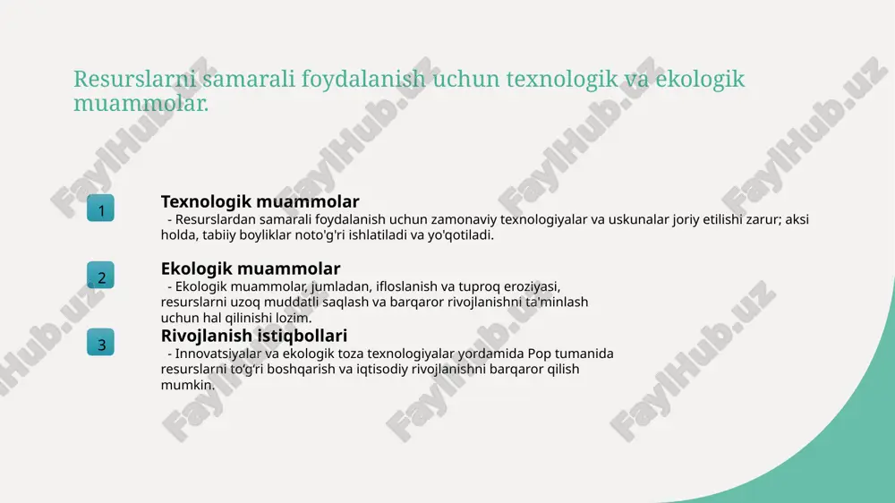 a iqlim sharoitlari resurslar taqsimoti va ishlab chiqarish imkoniyatlariga ta'sir qiladi. masalan, sug'orish uchun sug'orish suvining mavjudligi va qurg'oqchilik xavfi muhimdir. mahalliy aholi va iqtisodiy faoliyat o'rtasidagi bog'liqliklar mahalliy aholi va ishlab chiqarish mahalliy aholi iqtisodiy faoliyatda asosiy rol o'ynaydi, dehqonchilik, hunarmandchilik va xizmat ko'rsatish sohalarida faol ishtirok etadi, bu esa iqtisodiy rivojlanishni ta'minlaydi. mehnat resurslari va imkoniyatlar pop tumanida yosh va mehnatga layoqatli aholining mavjudligi, ularning malakasi va ta'lim darajasi iqtisodiy faoliyatni kengaytirish uchun muhim asos bo'lib xizmat qiladi. ijtimoiy va iqtisodiy bog'liqliklar mahalliy aholining iqtisodiy faoliyatga kirishuvi va qo'llab-quvvatlashi, infratuzilma va ijtimoiy tarmoqlar orqali rivojlanishni rag'batlantiradi va barqaror iqtisodiy o'sishga yordam beradi. pop tumani iqtisodiyotining raqamli transformatsiya va modernizatsiya imkoniyatlari raqamli texnologiyalarni joriy qilish pop tumanida raqamli texnologiyalarni keng qo’llash orqali ma'lumotlarni tez va aniq boshqarish, ishlab chiqarishni avtomatlashtirish imkoniyati yaratilmoqda. e-ihsiralar va onlayn xizmatlar elektron hukumat va onlayn xizmatlar orqali aholi va biznes uchun qulayliklar ta'minlanib, xizmatlar …