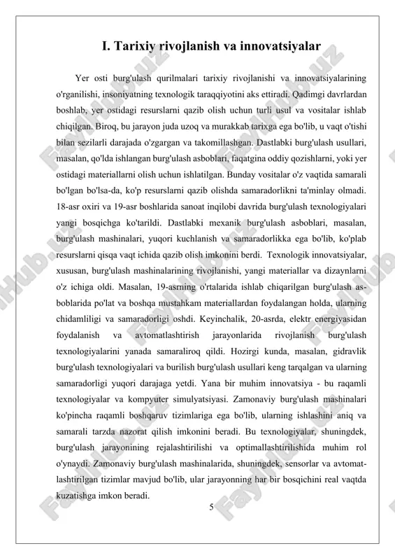 lik va yig‘ish bilan shug‘ullanishgan. keyinchalik qishloq xo‘jaligi va dehqonchilikning rivojlanishi jamiyat tuzilmasining o‘zgarishiga olib keldi. misr, mesopotamiya, xitoy va hindiston kabi qadimgi sivilizatsiyalar o‘z innovatsiyalarini yaratib, metallurgiya, yozuv, astronomiya va arxitektura sohalarida yirik yutuqlarga erishdilar. o‘rta asrlar ilm-fan va texnologiyalar borasida katta yutuqlarni ko‘rsatmagan bo‘lsa-da, ba'zi muhim innovatsiyalar bo‘lgan. shisha ishlab chiqarish, qog‘ozni ixtiro qilish va mashinasozlikka oid dastlabki yondashuvlar jamiyatda o‘zgarishlarni boshladi. bu davrda ilm-fan asosan diniy va falsafiy o‘rgatishlar bilan cheklangan edi. yangilanish davri (renessans) ilm-fan va san'atda katta yangilanishni olib keldi. bu davrda galiley, leonardo da vinci, nikolaus kopernik kabi olimlar ilmiy tadqiqotlar olib borib, yangi g‘oyalarni ilgari surdilar. matbaachilikning ixtirosi, inson tanasi va tabiatning ilmiy o‘rganilishi, geografik kashfiyotlar texnologiyalarning yangi bosqichga o‘tishiga zamin yaratdi. sanoat inqilobi 18-asrning oxiri va 19-asrning boshlarida boshlangan bo‘lib, dunyo iqtisodiyotida tub o‘zgarishlarga olib keldi. sanoat ishlab chiqarishining jadal rivojlanishi, bug‘ mashinasining kashf etilishi, temir yo‘llar va avtomobillarni ixtiro qilish jamiyatni …