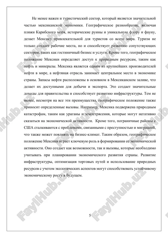 atka vodi i izmenenie klimata, chto stavit pod ugrozu prodovolstvennuyu bezopasnost. ustoychivoe selskoe xozyaystvo trebuet vnedreniya innovatsionnix metodov, takix kak agroekologiya i organicheskoe zemledelie, kotorie mogut povisit produktivnost i minimizirovat negativnoe vozdeystvie na ekologiyu. biologicheskoe raznoobrazie meksiki takje igraet vajnuyu rol v ustoychivom razvitii. strana imeet mnojestvo ekosistem, vklyuchaya tropicheskie lesa, pustini i korallovie rifi, chto delaet eyo odnim iz samix biologicheski raznoobraznix mest na planete. odnako antropogennoe vozdeystvie, takoe kak virubka lesov i zagryaznenie, ugrojaet etomu bogatstvu. soxranenie prirodnix ekosistem i bioraznoobraziya yavlyaetsya klyuchevim elementom ustoychivogo razvitiya, chto trebuet aktivnogo uchastiya mestnix soobshestv i gosudarstvennogo kontrolya. takim obrazom, analiz prirodnix resursov meksiki pokazivaet, chto ix ratsionalnoe ispolzovanie i perexod k ustoychivim praktikam yavlyayutsya neobxodimimi dlya obespecheniya dolgosrochnogo ekonomicheskogo rosta i zashiti okrujayushey sredi. vajno, chtobi razvitie prirodnix resursov sochetalos s uchetom sotsialnix, ekonomicheskix i ekologicheskix aspektov, chto pozvolit meksike dvigatsya v storonu bolee ustoychivogo budushego. iii. demograficheskie izmeneniya i …