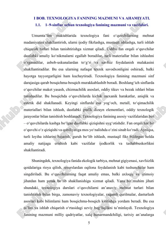esa o‘quvchilarda mas’uliyat, intizom, aniqlik, mehnatni qadrlash, vaqtdan to‘g‘ri foydalanish kabi hayotiy ko‘nikmalarni mustahkamlaydi. shuningdek, o‘quvchilarda innovatsion fikrlash, kreativ yondashuv, muammolarni tahlil qilish, ularni hal qilishga bo‘lgan layoqat ham rivojlanadi. loyiha asosida o‘qitish, kasbiy tanlovlar, amaliyot jarayonlari orqali o‘quvchilar real hayotdagi mehnat muhitini his qilishadi, o‘zini muayyan sohada tasavvur qila boshlaydilar. kasbiy tayyorgarlik darslarida texnik xavfsizlik, mehnat muhofazasi, ekologik xavfsizlik, ishlab chiqarish madaniyati kabi muhim mavzular alohida o‘rganiladi. bu esa yoshlarning ongida mehnatga nisbatan ongli, jiddiy va mas’uliyatli munosabat shakllantiradi. yuqori sinflarda kasbiy yo‘naltirish faqatgina bilim berish bilan cheklanmaydi, balki ularning ijtimoiy moslashuvchanligini oshirish, jamiyatda o‘z o‘rnini topishiga zamin yaratish, shaxsiy va kasbiy rivojlanishiga xizmat qiladi. bu jarayon orqali o‘quvchilar mustaqil hayotga bir qadam yaqinlashadilar. yana bir muhim jihat – kasbiy tayyorgarlik o‘quvchilarga tanlagan kasbi bo‘yicha keyingi bosqichda ta’lim olishga tayyorgarlik vazifasini ham bajaradi. shunday qilib, bu yo‘nalish umumta’lim bilan kasb-hunar ta’limi o‘rtasidagi uzviy bog‘liqlikni shakllantiradi. 10–11-sinflarda kasbiy tayyorgarlik jarayoni …