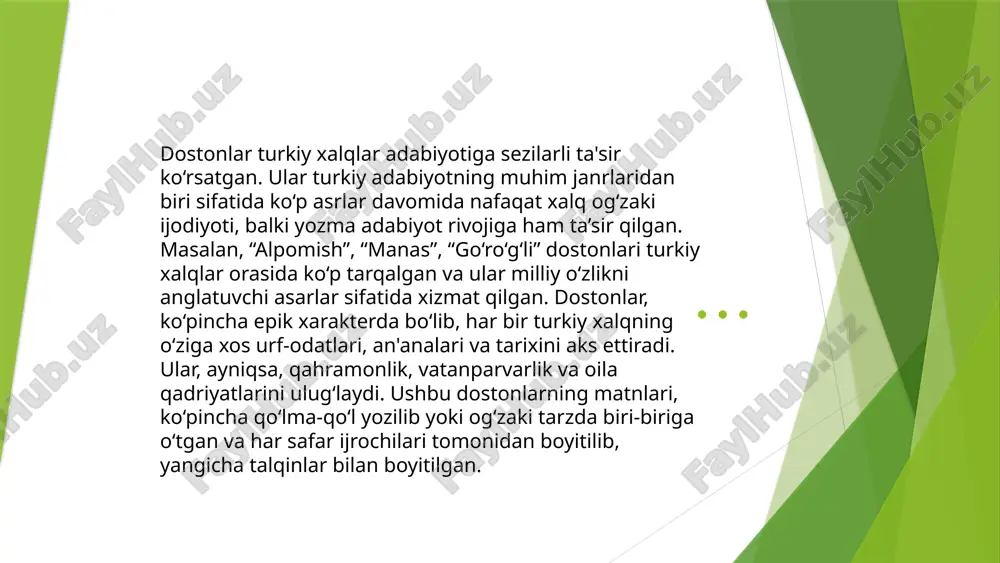 yusuf va zulayhoturkumidagi dostonlarning shakllanishi.pptx - Page 5
