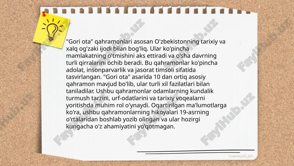 larga mos ravishda harakat qilishmaydi. tafakkur va xatti-harakat ziddiyati kognitiv dissonans nazariyasi orqali tushuntiriladi, bu nazariya leon festinger tomonidan 1957-yilda ishlab chiqilgan. ushbu ziddiyat insonni stress va noqulaylik hissiga olib kelishi mumkin, shuningdek, qaror qabul qilish jarayonlariga ham ta’sir qiladi. masalan, biror kishi chekish zararli ekanligini bilib turib chekishda davom etsa, ichki ziddiyat yuzaga keladi. buni yengish uchun insonlarning aksariyati o'z fikrlarini o'zgartirishga, xatti-harakatlarini moslashtirishga yoki muhim qismatlarni inkor etishga intiladi. ... t.me/slaydai_bot 12. muallifning asarga munosabati mavzusi adabiyotshunoslikda o‘ta muhim hisoblanadi. mualliflar o‘z asarlarida ko‘pincha o‘z shaxsiy tajribalarini, hissiyotlarini va qarashlarini aks ettirishadi. masalan, xx asrning mashhur yozuvchilari ushbu mavzularda ko‘plab tajribalar qilgan. mualliflarning asarga munosabati ularning ijodiy jarayonida qanday rol o‘ynashi va bu jarayonning ularning shaxsiy hayotiga qay darajada yaqinligi adabiy tahlillar orqali o‘rganiladi. asarlar odatda 50 dan 100 gacha sahifadan tashkil topishi mumkin, lekin bu munosabat ularning mazmunini yanada chuqurroq anglash imkonini beradi. shu tariqa, har bir …