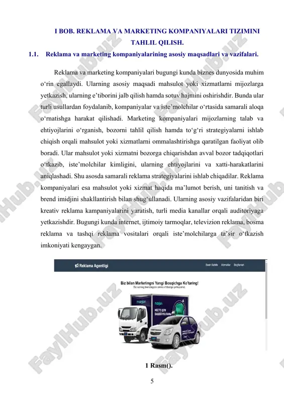 o‘proq ijtimoiy tarmoqlar orqali reklama beriladi, katta yoshdagi iste’molchilar uchun esa televizion reklama yoki bosma materiallar samarali bo‘lishi mumkin. har bir mijoz guruhining o‘ziga xos xususiyatlarini inobatga olib reklama materiallari tayyorlanadi. reklama va marketing kompaniyalari bugungi kunda shaxsiylashtirilgan reklama kampaniyalarini amalga oshirishga e’tibor qaratmoqda. sun’iy intellekt va tahliliy vositalar yordamida mijozlarning odatlari va xatti-harakatlari tahlil qilinib, ularga mos mahsulot yoki xizmatlar tavsiya etiladi. bu esa kompaniyaning samaradorligini oshirishga va sotuv hajmini ko‘paytirishga xizmat qiladi. reklama va marketing kompaniyalari bugungi kunda biznes dunyosida muhim o‘rin egallaydi. ularning asosiy maqsadi mahsulot yoki xizmatlarni mijozlarga yetkazish, ularning e’tiborini jalb qilish hamda sotuv hajmini oshirishdir. bunda ular turli usullardan foydalanib, kompaniyalar va iste’molchilar o‘rtasida samarali aloqa o‘rnatishga harakat qilishadi. marketing kompaniyalari mijozlarning talab va ehtiyojlarini o‘rganish, bozorni tahlil qilish hamda to‘g‘ri strategiyalarni ishlab chiqish orqali mahsulot yoki xizmatlarni ommalashtirishga qaratilgan faoliyat olib boradi. ular mahsulot yoki xizmatni bozorga chiqarishdan avval bozor tadqiqotlari o‘tkazib, iste’molchilar …