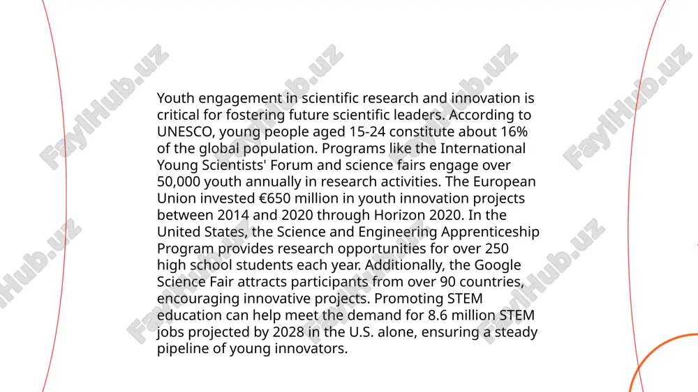 ss and innovation. by integrating stem (science, technology, engineering, mathematics) fields, curricula can meet global market demands. the oecd emphasizes critical thinking and digital literacy, crucial for future employment. the world economic forum reports that 65% of children entering primary school today will work in jobs that currently do not exist, highlighting the need for adaptable curricula. unesco supports competency-based learning to develop skills like collaboration and communication. education systems in finland, singapore, and estonia serve as models, often ranking highly in international assessments such as pisa. overall, modernized curricula prioritize skills over rote memorization, preparing students for a rapidly changing world. ... t.me/slaydai_bot 10. the role of technology in modernizing science education technology plays a crucial role in modernizing science education by enhancing accessibility and interactivity. digital tools like virtual labs and simulations enable students to conduct experiments without physical limitations, reaching approximately 10 million students globally. interactive platforms …