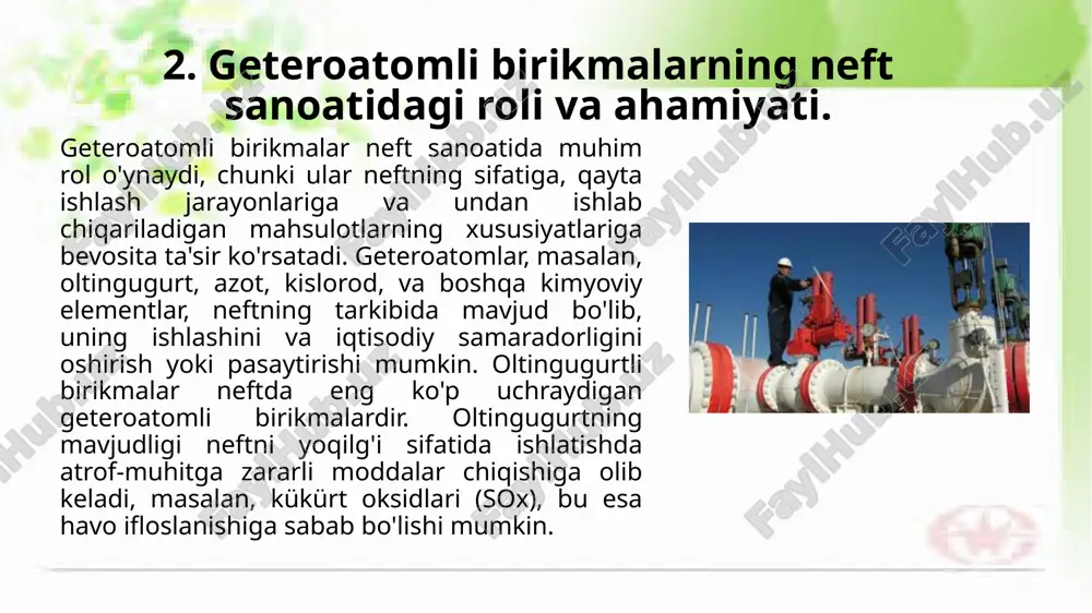 neft tarkibidagi geteroatomlu birikmalar.pptx - Page 5