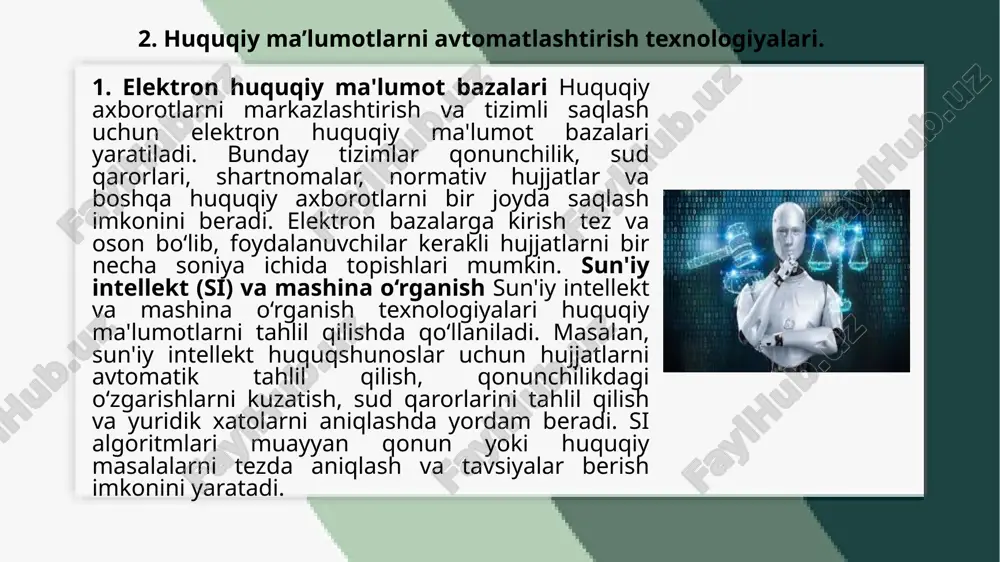 huquqiy ma’lumotlarni avtomatlashtirish.pptx - Page 5