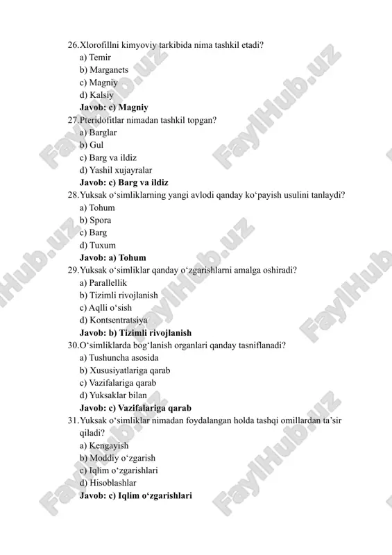 test yuksak osimliklar 50ta javobi bilan.docx - Page 5