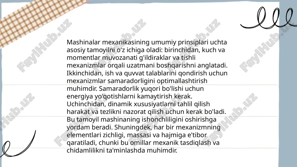 jarayonlarini optimallashtirish va mehnat samaradorligini oshirish uchun mo‘ljallangan. ushbu tizimlar asosan dasturlanadigan logik kontrollerlar (plc), sensorlar, pozitsionerlar va aktuatorlardan foydalanadi. plc dasturlash tili ladder diagram (ld), structured text (st) kabi turlarda bo‘lishi mumkin. avtomatlashtirish natijasida jarayonning aniqligi 95% dan ortiq, mehnat xarajatlari esa 30% gacha kamayishi mumkin. 2020-yilda global avtomatlashtirish bozori hajmi 165 milliard aqsh dollariga yetdi va yillik o‘sish sur'ati taxminan 9% ni tashkil qildi. nazorat tizimlari esa real vaqt rejimida ma'lumotlarni qayta ishlash imkoniyatlari bilan ajralib turadi. ... t.me/slaydai_bot 12. davriy texnik xizmat ko'rsatish avtomobillar, sanoat uskunalari yoki boshqa mexanik tizimlar uchun muntazam ravishda bajariladigan profilaktik xizmatlardir. bu xizmatlar kuchlanish, moy o'zgarishi, filtrlarni tozalash yoki almashtirish, tormozlarni tekshirish kabi ishlov berishlarni o'z ichiga olishi mumkin. davriy xizmat muddati avtomobilmodellarga qarab farqlanadi; ko'pincha har 5,000 dan 15,000 kilometrgacha tavsiya etiladi. zamonaviy avtomobillar uchun ko'pincha qisqa muddatli, yillik va yirik xizmat ko'rsatish ko'lami belgilanadi. ushbu xizmatlar ishlash samaradorligini oshiradi, uzoq …