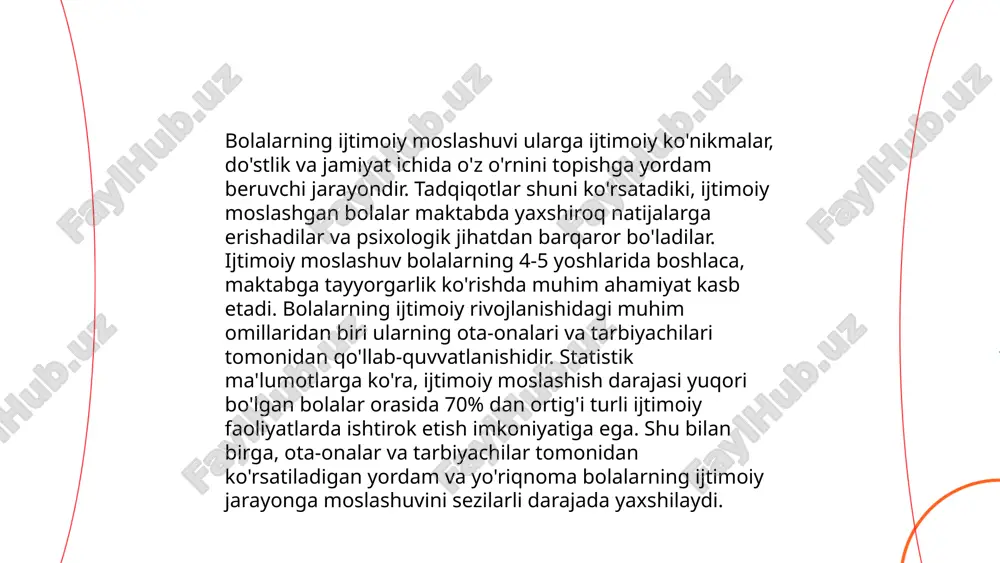 oiy muhitga moslashish, ta’lim olish va kasbiy ko‘nikmalarni rivojlantirishni ko‘zda tutadi. shu bilan birga, o‘qituvchilarning ehtiyojlariga moslashtirilgan o‘quv materiallari va metodik ko‘llanmalar ishlab chiqiladi. har yili bu hamkorlik natijasida 2 000 ga yaqin bola turli fanlar bo‘yicha bilim oladi va bu ularning kelajakda jamiyatga qo‘shilishiga imkon beradi. ... t.me/slaydai_bot bo'sh vaqtni mazmunli tashkil etish hayot sifatini oshirishda muhim ahamiyatga ega. dunyodagi yetakchi mutaxassislarning tadqiqotlariga ko'ra, samarali dam olish inson salomatligini va ruhiy holatini yaxshilaydi. haftasiga kamida 150 daqiqa jismoniy faollik tavsiya etiladi. shuningdek, kitob o'qish, yangi til o'rganish kabi faoliyatlar intellektual rivojlanishni qo'llab-quvvatlaydi. har kuni 15-30 daqiqa meditatsiya yoki nafas olish mashqlari stressni kamaytirishi isbotlangan. amerika psixologiya assotsiatsiyasining ma'lumotlariga ko'ra, bo'sh vaqtni rejali o'tkazgan insonlar ishda 25% ga samaraliroq bo'ladi. buning uchun vaqtni rejalashtirish, maqsadlar qo'yish va ularga erishish yo'llarini tuzish talab etiladi. shu orqali bo'sh vaqt hayotni boyitish omiliga aylanadi. ... t.me/slaydai_bot bolalarni qadriyatlar bilan tanishtirish ularning tarbiyasi va …