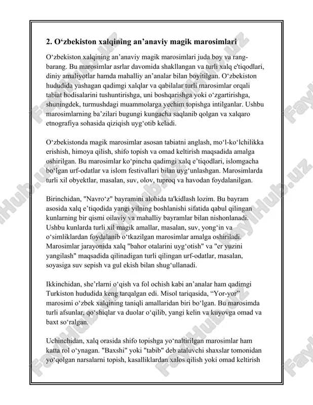**islom dinidagi atributlar:** - **tasbeh:** sanoqli boncuklar zanjiri bo'lib, zikr uchun ishlatiladi. ular odatda 33, 66 yoki 99 ta boncuklardan iborat bo'lib, islomiy zikrlar, masalan, "subhanallah", "alhamdulillah", "allahu akbar" kabi iboralarni takrorlash uchun ishlatiladi. - **misvak:** tish tozalash uchun ishlatiladigan tabiiy cho’tka bo’lib, islomda sunnat deb hisoblanadi va bu marosimiy poklik uchun yuqori qiymatga ega. 4. **yahudiy dinidagi atributlar:** - **menorah:** yetti yoki to’qqiz shamli ibodat shamdan iborat bo’lib, yahudiy marosimlarida, xususan xonuka bayramida ishlatiladi. - **tallit:** ibog'liq vaqt ibodatida kiyiniladigan zam shag'ap bo’lib, ibodatchiga diniy majburiyatini eslatib, 'to'rt burchi' bo’ylab iplar ishlatiladi. 5. **xristian dinidagi atributlar:** - **xoch:** xristian dinidagi eng muhim diniy ramz xilma-xil marosimlarda, jumladan suvga cho'mish va ibodatlarda ishlatiladi. - **muqaddas suv:** kalit xristian marosimlarida, xususan, suvga cho’pon va xochga tortib olishda ruhiy poklik va muborak bo’lish uchun foydalaniladi. 6. **zarathustra dinidagi atributlar:** - **atash:** olov diniy poklik va yuksaklik ramzi bo’lib, marosimlarda ishlatiladi. - **fravashi:** …