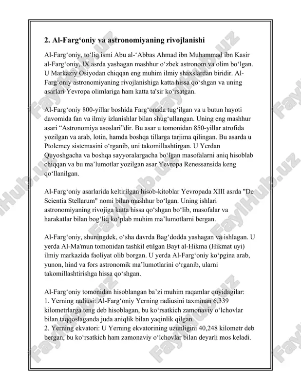 al-beruniy ham o'z davrida, oddiy asbob-uskunalar bilan yerning radiusini taxminan 6,339.6 kilometrga qadar aniqroq topgan. bu esa uning mislsiz aniqligi va ilmiy masalalarga bo‘lgan yuksak e'tiborini ko‘rsatadi. al-beruniy o‘zining "hindistonga safar" kitobida qiyosiy geografiya usulidan keng foydalangan. u hind va arab dunyosining ma'naviy qadriyatlari, an’analari va ilmiy bilimlarini solishtirgan. shuningdek, hindiston geografiyasini boshqa mintaqalar bilan qiyoslab, ularning o‘ziga xos xususiyatlarini aniqlagan. bundan tashqari, beruniy astronomiya sohasidagi qator ilmiy tadqiqotlarini geografik masalalar bilan bog‘lab o‘rgangan. masalan, u ekvatordan turli kengliklarda joylashgan joylar orasidagi iqlim va vaqt farqlarini aniqlashda yulduzlar harakatini kuzatgan. bu ilmiy yondashuvlar orqali u qiyosiy geografiyaning muhim tamoyillarini ishlab chiqishga yordam bergan. al-beruniy o‘zi vaqtida eron, iroq va markaziy osiyoning turli hududlarida yashab, tadqiqotlar olib borgan. bu uning ilmiy doirasini yanada kengaytirib, turli geografik nuqtai nazarlardan qarash imkonini yaratgan. shuningdek, u matematik usullar yordamida geografik uzunlik va kengliklarni aniqlashda kashfiyotlarga erishgan. al-beruniyning ishlari keyinchalik asrlar davomida yevropa olimlari uchun …